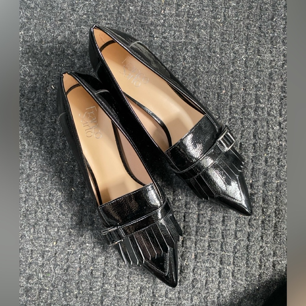Franco Sarto Black and Gold Heels with Elegant Design